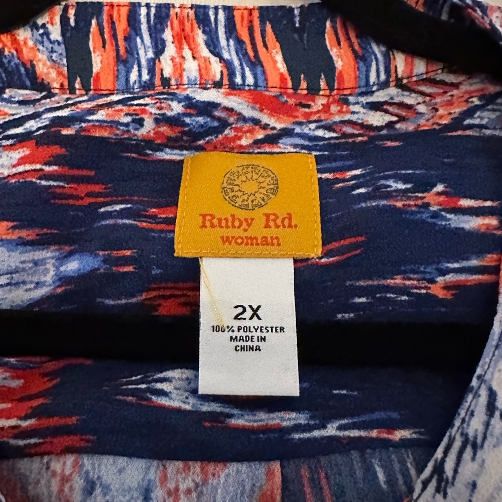 Ruby Rd. Blue And Orange Patterned Blouse - image 2